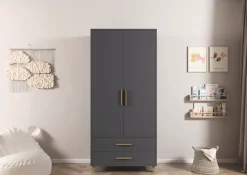 rauch Drehtürenschrank »Kleiderschrank Schrank Garderobe SHINJO Breiten 93/140/187 cm« in 3 verschiedenen Ausstattungen BASIC/CLASSIC/PREMIUM,Griffe und Füße aus Massivholz mit 2 Schubladen MADE IN GERMANY