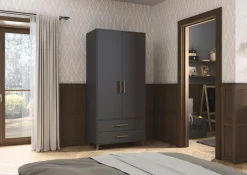 rauch Drehtürenschrank »Kleiderschrank Schrank Garderobe SHINJO Breiten 93/140/187 cm« in 3 verschiedenen Ausstattungen BASIC/CLASSIC/PREMIUM,Griffe und Füße aus Massivholz mit 2 Schubladen MADE IN GERMANY