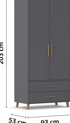 rauch Drehtürenschrank »Kleiderschrank Schrank Garderobe SHINJO Breiten 93/140/187 cm« in 3 verschiedenen Ausstattungen BASIC/CLASSIC/PREMIUM,Griffe und Füße aus Massivholz mit 2 Schubladen MADE IN GERMANY