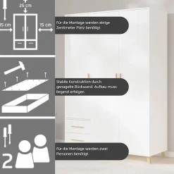 rauch Drehtürenschrank »Kleiderschrank Schrank Garderobe SHINJO Breiten 93/140/187 cm« in 3 verschiedenen Ausstattungen BASIC/CLASSIC/PREMIUM,Griffe und Füße aus Massivholz mit 2 Schubladen MADE IN GERMANY