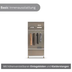rauch Drehtürenschrank »Kleiderschrank Schrank Garderobe SHINJO Breiten 93/140/187 cm« in 3 verschiedenen Ausstattungen BASIC/CLASSIC/PREMIUM,Griffe und Füße aus Massivholz mit 2 Schubladen MADE IN GERMANY