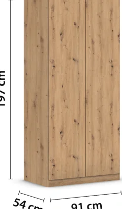 rauch Drehtürenschrank »Kleiderschrank Schrank Garderobe Wäscheschrank COSTA Breite 91 cm« in 3 Ausstattungen BASIC/CLASSIC/PREMIUM,mit griffloser Front und Push-to-Open Funktion MADE IN GERMANY
