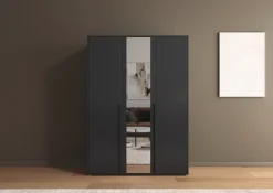 rauch Drehtürenschrank »Kleiderschrank Schrank Garderobe Wäscheschrank NAGATA mit Spiegel« in 3 verschiedenen Ausstattungen BASIC/CLASSIC/PREMIUM,und modernen Stangengriffen in Graumetallic TOPSELLER MADE IN GERMANY