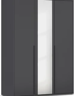 rauch Drehtürenschrank »Kleiderschrank Schrank Garderobe Wäscheschrank NAGATA mit Spiegel« in 3 verschiedenen Ausstattungen BASIC/CLASSIC/PREMIUM,und modernen Stangengriffen in Graumetallic TOPSELLER MADE IN GERMANY