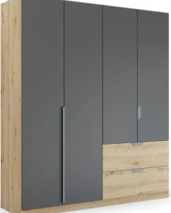 rauch Drehtürenschrank »Kleiderschrank Schrank Garderobe Ankleide DARK&WOOD BY QUADRA SPIN« Breiten: 181/226/271 cm, Höhe 210 cm,im Industrial Style mit Metallgriffstangen