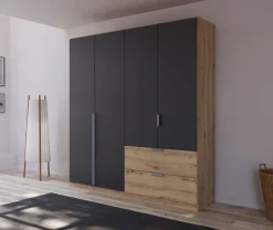 rauch Drehtürenschrank »Kleiderschrank Schrank Garderobe Ankleide DARK&WOOD BY QUADRA SPIN« Breiten: 181/226/271 cm, Höhe 210 cm,im Industrial Style mit Metallgriffstangen