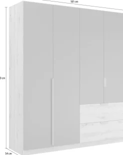 rauch Drehtürenschrank »Kleiderschrank Schrank Garderobe Ankleide DARK&WOOD BY QUADRA SPIN« Breiten: 181/226/271 cm, Höhe 210 cm,im Industrial Style mit Metallgriffstangen