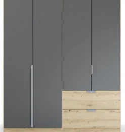 rauch Drehtürenschrank »Kleiderschrank Schrank Garderobe Ankleide DARK&WOOD BY QUADRA SPIN« Breiten: 181/226/271 cm, Höhe 210 cm,im Industrial Style mit Metallgriffstangen