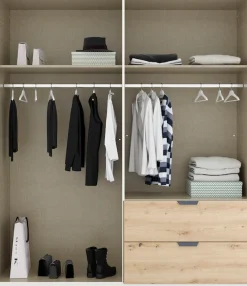 rauch Drehtürenschrank »Kleiderschrank Schrank Garderobe Ankleide DARK&WOOD BY QUADRA SPIN« Breiten: 181/226/271 cm, Höhe 210 cm,im Industrial Style mit Metallgriffstangen