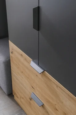 rauch Drehtürenschrank »Kleiderschrank Schrank Garderobe Ankleide DARK&WOOD BY QUADRA SPIN« Breiten: 181/226/271 cm, Höhe 210 cm,im Industrial Style mit Metallgriffstangen
