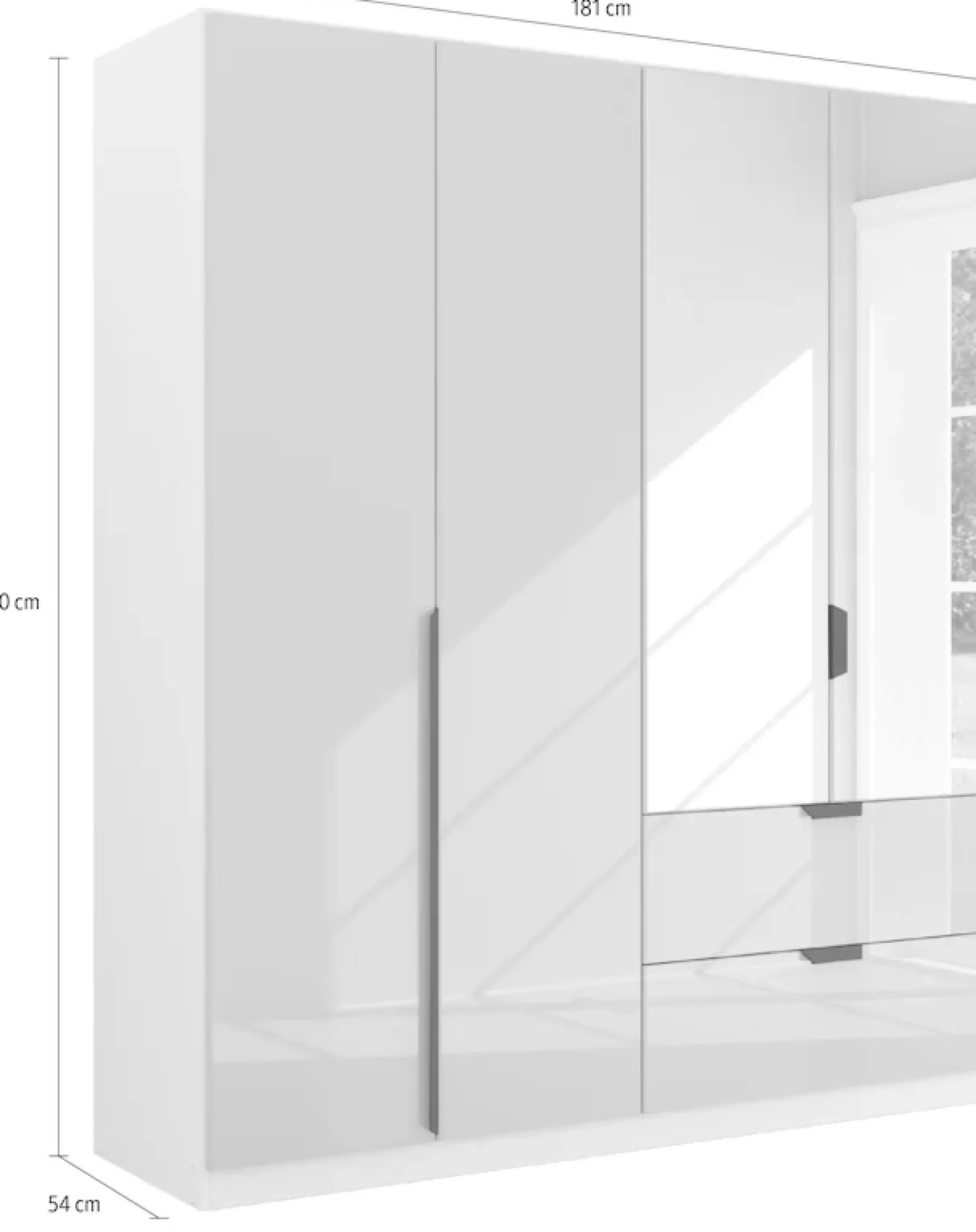 rauch Drehtürenschrank »Kleiderschrank Schrank Garderobe Ankleide MODERN BY QUADRA SPIN« Breiten: 181/226/271 cm, Höhe 210 cm,mit hochwertiger Glasfront und Stangengriff MADE IN GERMANY