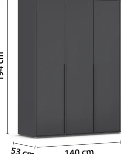 rauch Drehtürenschrank »Kleiderschrank Schrank Garderobe Wäscheschrank NAGATA viel Stauraum« in 3 verschiedenen Ausstattungen BASIC/CLASSIC/PREMIUM,mit modernen Stangengriffen in Graumetallic TOPSELLER MADE IN GERMANY
