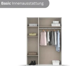 rauch Drehtürenschrank »Kleiderschrank Schrank Garderobe Wäscheschrank NAGATA viel Stauraum« in 3 verschiedenen Ausstattungen BASIC/CLASSIC/PREMIUM,mit modernen Stangengriffen in Graumetallic TOPSELLER MADE IN GERMANY