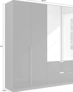 rauch Drehtürenschrank »Kleiderschrank Schrank Garderobe Ankleide GLAMOUR BY QUADRA SPIN« Breiten: 181/226/271 cm, Höhe 210 cm,mit Spiegel und Hochglanz-Front, Stangengriff MADE IN GERMANY