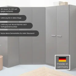 rauch Drehtürenschrank »Kleiderschrank Schrank Garderobe Wäscheschrank VANDOR« in drei Breiten, Höhe 197 cm, Griffe in Graumetallic MADE IN GERMANY