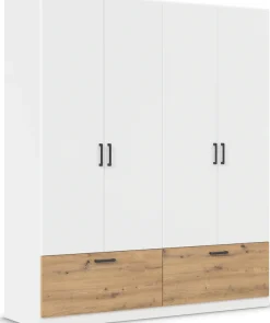 rauch Drehtürenschrank »Kleiderschrank Schrank Garderobe Wäscheschrank BARI« mit Schubkästen und modernem Griff in Graumetallic MADE IN GERMANY