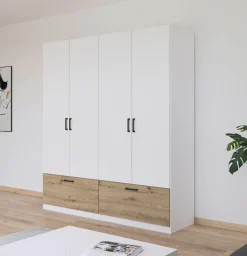 rauch Drehtürenschrank »Kleiderschrank Schrank Garderobe Wäscheschrank BARI« mit Schubkästen und modernem Griff in Graumetallic MADE IN GERMANY