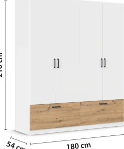 rauch Drehtürenschrank »Kleiderschrank Schrank Garderobe Wäscheschrank BARI« mit Schubkästen und modernem Griff in Graumetallic MADE IN GERMANY