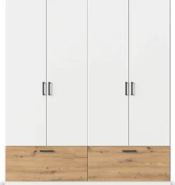 rauch Drehtürenschrank »Kleiderschrank Schrank Garderobe Wäscheschrank BARI« mit Schubkästen und modernem Griff in Graumetallic MADE IN GERMANY