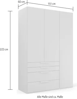 rauch Drehtürenschrank »Kleiderschrank Schrank Garderobe Wäscheschrank PURISMA« in den Breiten 151/201/251/301 cm, inkl. SOFT-CLOSE-FUNKTION,mit Schubladen und umfangreichem Zubehör MADE IN GERMANY