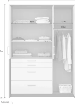 rauch Drehtürenschrank »Kleiderschrank Schrank Garderobe GarderobenschrankHOMBURG« inkl. Passepartout, oberer Schubkasten mit Einteilung MADE IN GERMANY