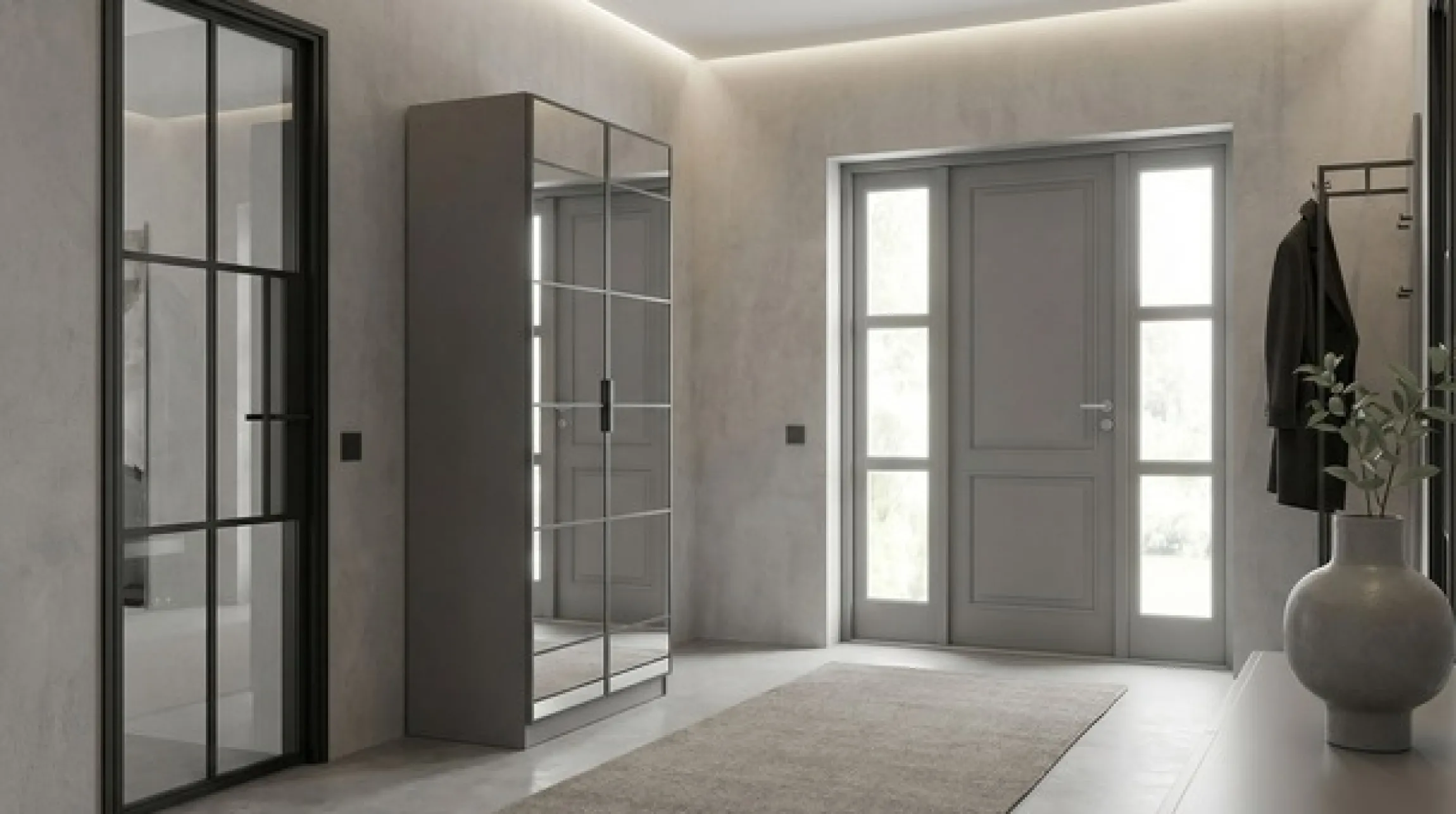 rauch Drehtürenschrank »Kleiderschrank Schrank Garderobe Schlafzimmerschrank ACERO« praktisch in Tiefe 41 cm mit vielen Einlegeböden,Spiegelfront in moderner Loft-Optik MADE IN GERMANY