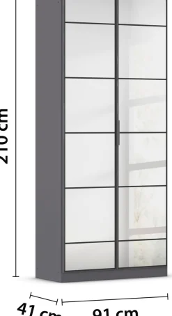rauch Drehtürenschrank »Kleiderschrank Schrank Garderobe Schlafzimmerschrank ACERO« praktisch in Tiefe 41 cm mit vielen Einlegeböden,Spiegelfront in moderner Loft-Optik MADE IN GERMANY