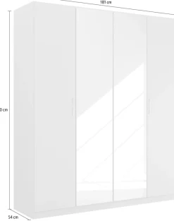 rauch Drehtürenschrank »Kleiderschrank Schrank Garderobe Ankleide PURE BY QUADRA SPIN« Breiten: 181/226/271 cm, Höhe 210 cm,in puristischem Design mit Griffen in Alufarben MADE IN GERMANY
