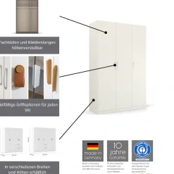 rauch Drehtürenschrank »Kleiderschrank Schrank Garderobe Ankleide PURE BY QUADRA SPIN« Breiten: 181/226/271 cm, Höhe 210 cm,in puristischem Design mit Griffen in Alufarben MADE IN GERMANY