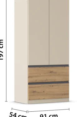 rauch Drehtürenschrank »Kleiderschrank Schrank Garderobe COSTA in den Breiten 91/136/181 cm« in 3 Ausstattungen BASIC/CLASSIC/PREMIUM,viel Platz, grifflose Front und Push-to-Open Funktion MADE IN GERMANY