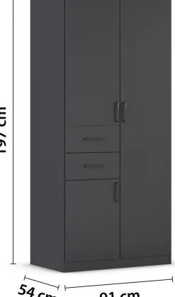 rauch Drehtürenschrank »Kleiderschrank Schrank Garderobe MAIKA mit Dekor-Front« 2 Schubladen, in verschiedenen Breiten, Höhen, Farben, MADE IN GERMANY