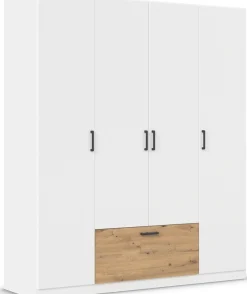 rauch Drehtürenschrank »Kleiderschrank Schrank Garderobe Wäscheschrank BARI« mit Schubasten mittig, moderner Griff in Graumetallic MADE IN GERMANY