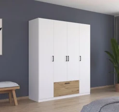 rauch Drehtürenschrank »Kleiderschrank Schrank Garderobe Wäscheschrank BARI« mit Schubasten mittig, moderner Griff in Graumetallic MADE IN GERMANY