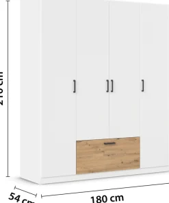 rauch Drehtürenschrank »Kleiderschrank Schrank Garderobe Wäscheschrank BARI« mit Schubasten mittig, moderner Griff in Graumetallic MADE IN GERMANY