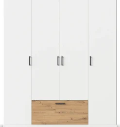 rauch Drehtürenschrank »Kleiderschrank Schrank Garderobe Wäscheschrank BARI« mit Schubasten mittig, moderner Griff in Graumetallic MADE IN GERMANY