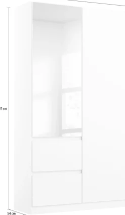 rauch Drehtürenschrank »Kleiderschrank Schrank Garderobe Wäscheschrank Ankleide NIDDA« Breiten 91/136/181 cm,mit vollflächig aufgelegten Spiegel grifflose Front MADE IN GERMANY