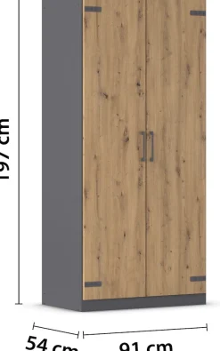 rauch Drehtürenschrank »Kleiderschrank Jugendzimmer Kinderzimmer StauraumHolmes« Breite 91/Höhe 197/Tiefe 54cm - Industrial Style - MADE IN GERMANY