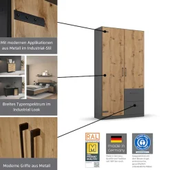 rauch Drehtürenschrank »Kleiderschrank Jugendzimmer Kinderzimmer StauraumHolmes« Breite 91/Höhe 197/Tiefe 54cm - Industrial Style - MADE IN GERMANY