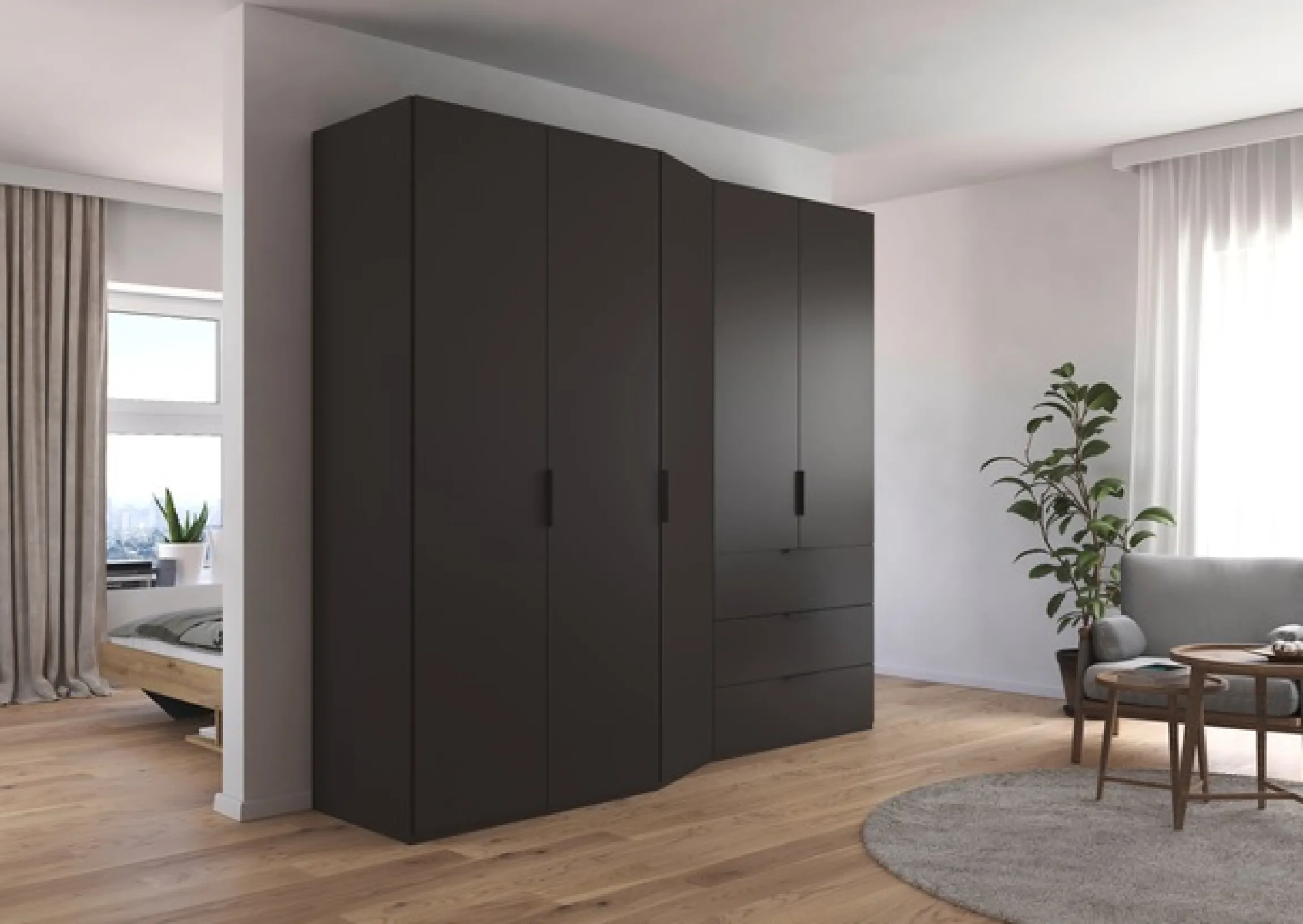 rauch Drehtürenschrank »Kleiderschrank Schrank Garderobe Wäscheschrank WAVE« Breiten 247/297 cm, Höhe 222 cm, inkl. SOFT-CLOSE-FUNKTION,in 2 unterschiedlichen Tiefen, mit Soft-Close Funktion MADE IN GERMANY