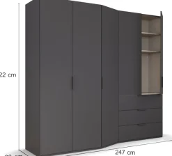 rauch Drehtürenschrank »Kleiderschrank Schrank Garderobe Wäscheschrank WAVE« Breiten 247/297 cm, Höhe 222 cm, inkl. SOFT-CLOSE-FUNKTION,in 2 unterschiedlichen Tiefen, mit Soft-Close Funktion MADE IN GERMANY