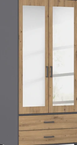 rauch Drehtürenschrank »Kleiderschrank Schrank Garderobe Wäscheschrank VOYAGER« in 3 verschiedenen Ausstattungen BASIC/CLASSIC/PREMIUM,mit modernen Griffen in Graumetallic, inkl. Schubkästen und Spiegel