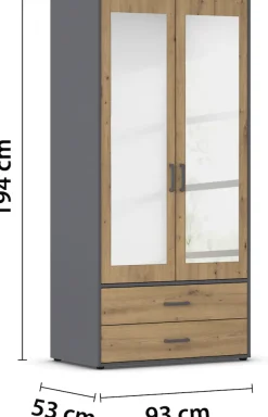 rauch Drehtürenschrank »Kleiderschrank Schrank Garderobe Wäscheschrank VOYAGER« in 3 verschiedenen Ausstattungen BASIC/CLASSIC/PREMIUM,mit modernen Griffen in Graumetallic, inkl. Schubkästen und Spiegel