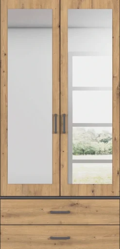 rauch Drehtürenschrank »Kleiderschrank Schrank Garderobe Wäscheschrank VOYAGER« in 3 verschiedenen Ausstattungen BASIC/CLASSIC/PREMIUM,mit modernen Griffen in Graumetallic, inkl. Schubkästen und Spiegel