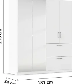 rauch Drehtürenschrank »Kleiderschrank Schrank Garderobe Schlafzimmerschrank PADUA« voll aufgelegte Spiegeltüren, zwei große Schubladen MADE IN GERMANY