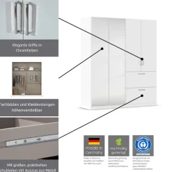 rauch Drehtürenschrank »Kleiderschrank Schrank Garderobe Schlafzimmerschrank PADUA« voll aufgelegte Spiegeltüren, zwei große Schubladen MADE IN GERMANY