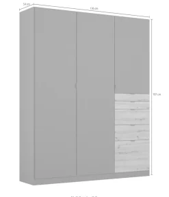rauch Drehtürenschrank »Kleiderschrank Schrank Garderobe Wäscheschrank Ankleide ONTARIO« Breiten 136/181 cm,mit 5 Schubladen in unterschiedlichen Größen MADE IN GERMANY