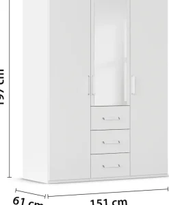 rauch Drehtürenschrank »Kleiderschrank Schrank Garderobe Schlafzimmerschrank EVELYN« in 2 Höhen 197 oder 210 cm erhältlich, inkl. SOFT-CLOSE-FUNKTION,in elegantem Stil mit Schubladen 3 Breiten und 2 Höhen MADE IN GERMANY