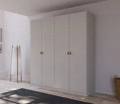 rauch Drehtürenschrank »Kleiderschrank Schrank Garderobe Ankleide HOMEY BY QUADRA SPIN« Breiten: 181/226/271 cm, Höhe 210 cm,mit Grifflaschen aus weichem, cognacbraunem Leder