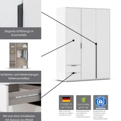 rauch Drehtürenschrank »Kleiderschrank Schrank Garderobe Wäscheschrank NAGATA viel Stauraum« in 3 verschiedenen Ausstattungen BASIC/CLASSIC/PREMIUM,mit Schubladen sowie Stangengriffen TOPSELLER MADE IN GERMANY