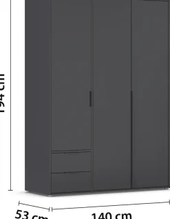 rauch Drehtürenschrank »Kleiderschrank Schrank Garderobe Wäscheschrank NAGATA viel Stauraum« in 3 verschiedenen Ausstattungen BASIC/CLASSIC/PREMIUM,mit Schubladen sowie Stangengriffen TOPSELLER MADE IN GERMANY